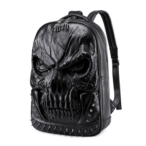 3D Skull Leather Backpack