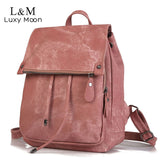 Vintage Matte Leather Women Backpack