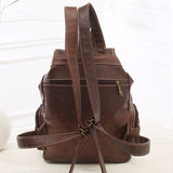 Classic Brown Leather Backpack with Large Capacity