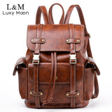 Large Drawstring Vintage Leather Backpack