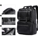 14/15.6 inch Black Leather Laptop Backpack
